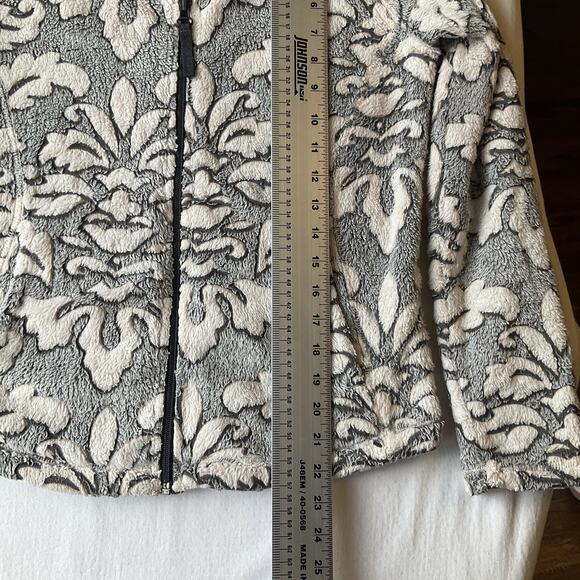 Jason Maxwell Women Jacket Size PS Gray Floral Fleece Long Sleeve Full Zip - Picture 6 of 9